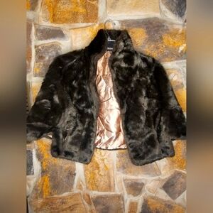 Regina Glenara By Glenoit Women's Brown Lined faux fur Open Front Stole Cape